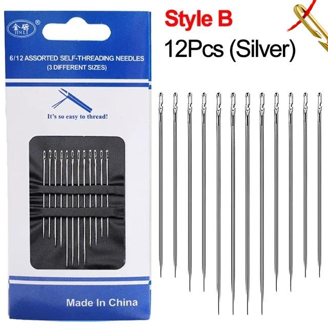 36/24/12pcs Blind Needle Elderly Needle-side Hole DIY Hand Household Stainless Steel Sewing Needless Threading Apparel Sewing