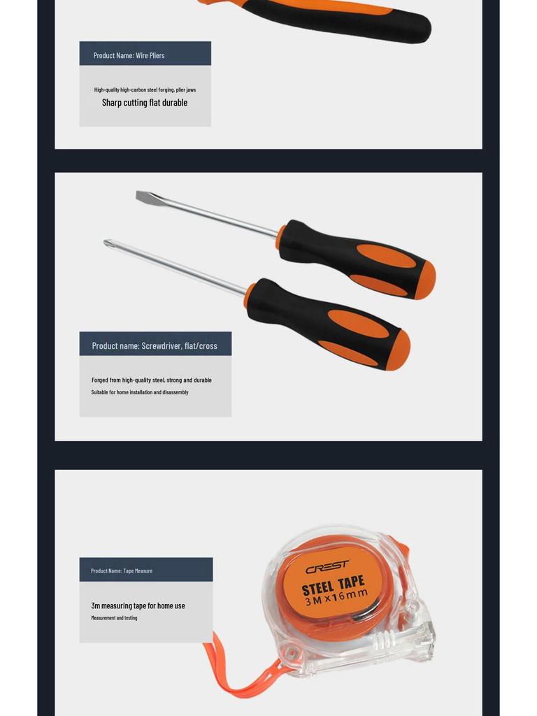 Ruide Household Tool Set: Complete Maintenance Kit with Screwdrivers, Pliers, and More.