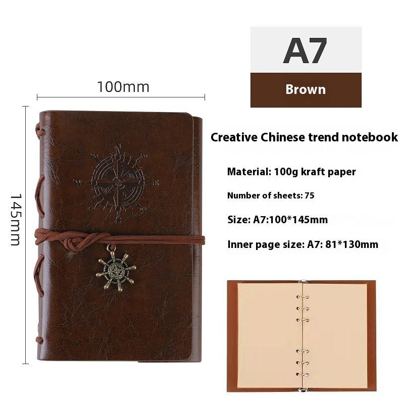 Vintage Pirate Ship Notebook Travel Diary Loose-leaf Notepad
