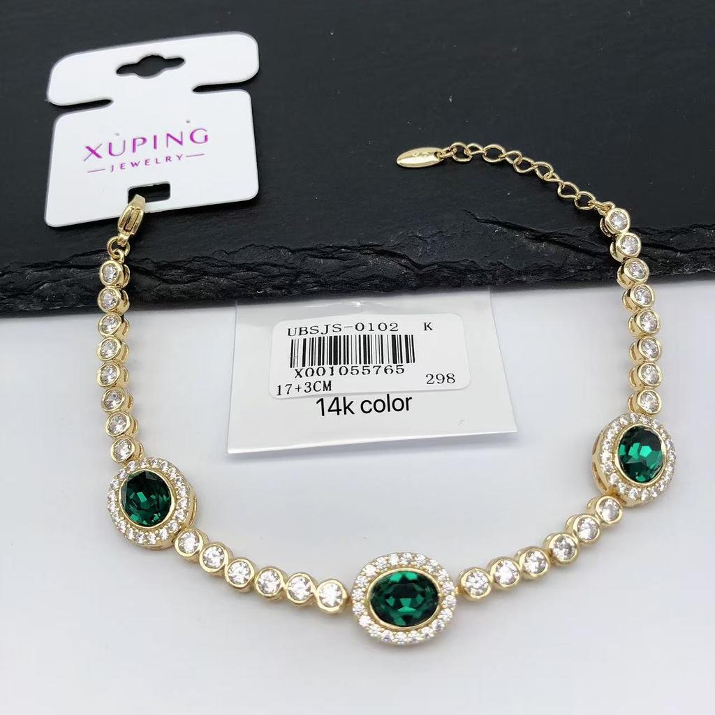 XUPING Jewelry Iced Out Synthetic CZ Colorful Gemstone Artificial Stone Clasp Gold Color Plated Pink Women Heart Tennis Bracelet