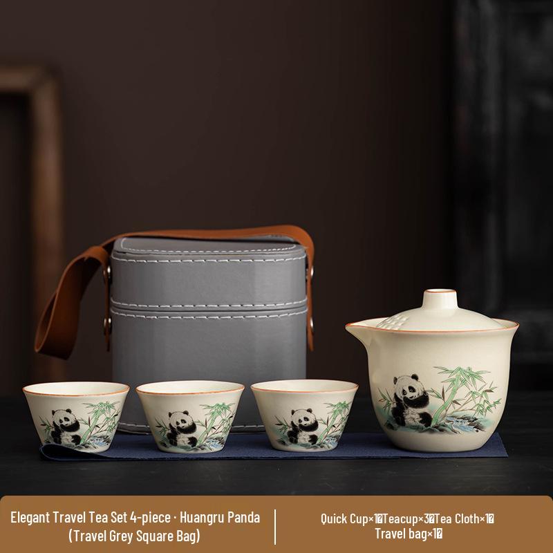 Portable Ru Kiln Tea Set: Light Luxury Travel & Car-Mounted Drinkware for Camping & Business Trips
