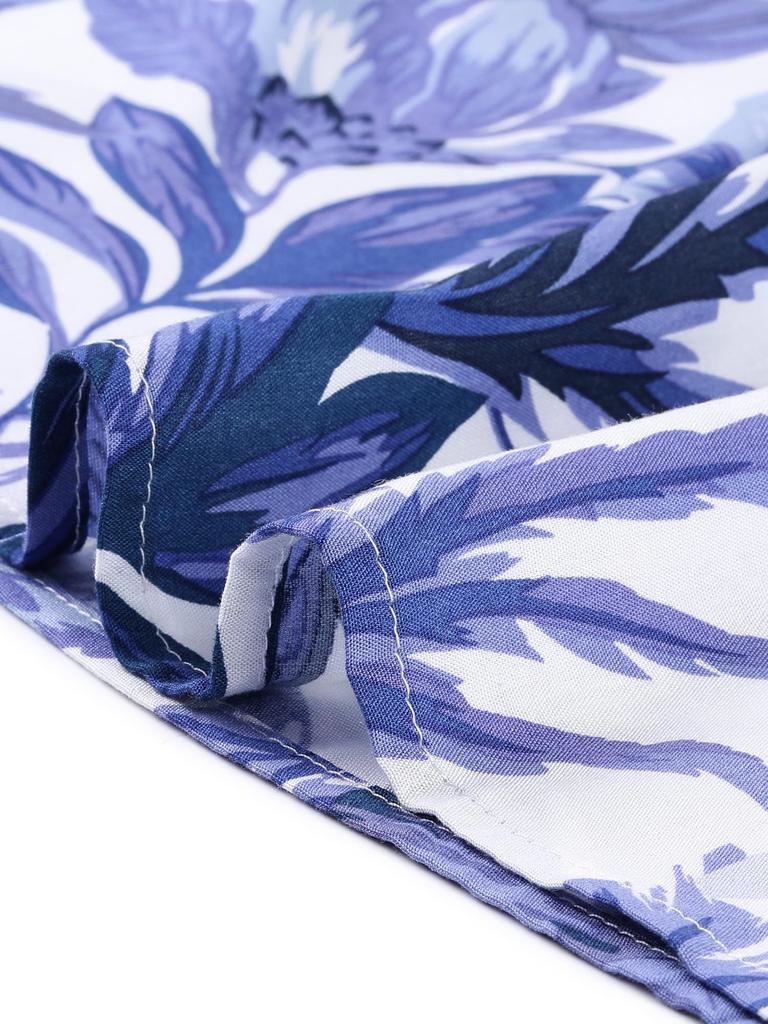Uxcell Women's Floral Print Beach Sundress, Square Neck, Ruffled, Cap Sleeves, Tiered Maxi Dress, Dark Blue, Size S
