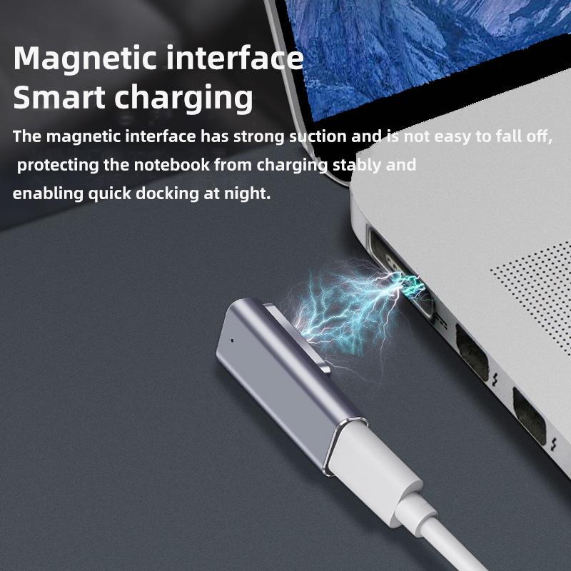 USB Typ-C Magnetischer PD-Adapter für Magsafe 1 2 MacBook Air Pro LED-Anzeige 100W Schnellladung Magnetischer Steckeradapter