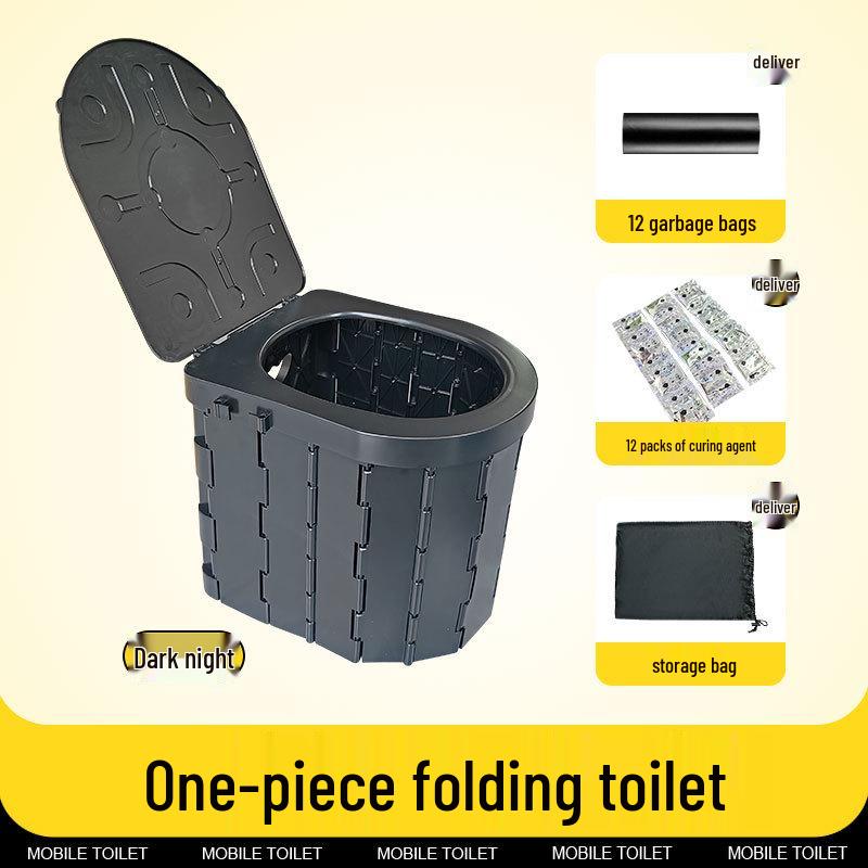 Portable Folding Toilet with Lid for Travel and Outdoor Use