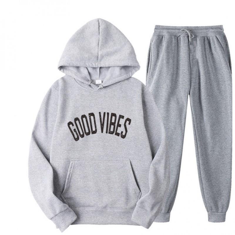 2026 Mens Tracksuit Set Hooded Sweatshirt Pants Winter Fleece Lined Casual Sportswear