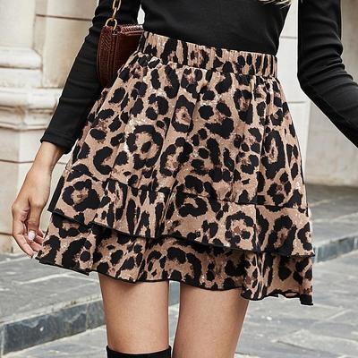 Women's Retro Leopard Print High Waist Short Skirt - Autumn/Winter Fashion