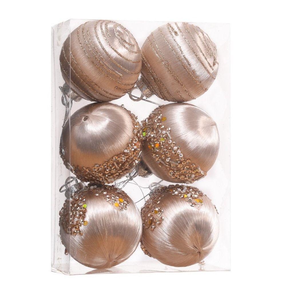 6Pcs/Box Electroplated Painted Ball Christmas Tree Ornament DIY Crafts Painted Plastic Christmas Gifts Boxes Pendant Pendant