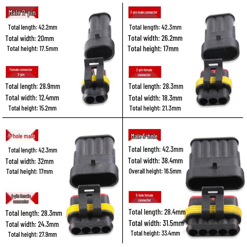 Waterproof Car Connector AMP Plug Socket with Wire – HID Male & Female