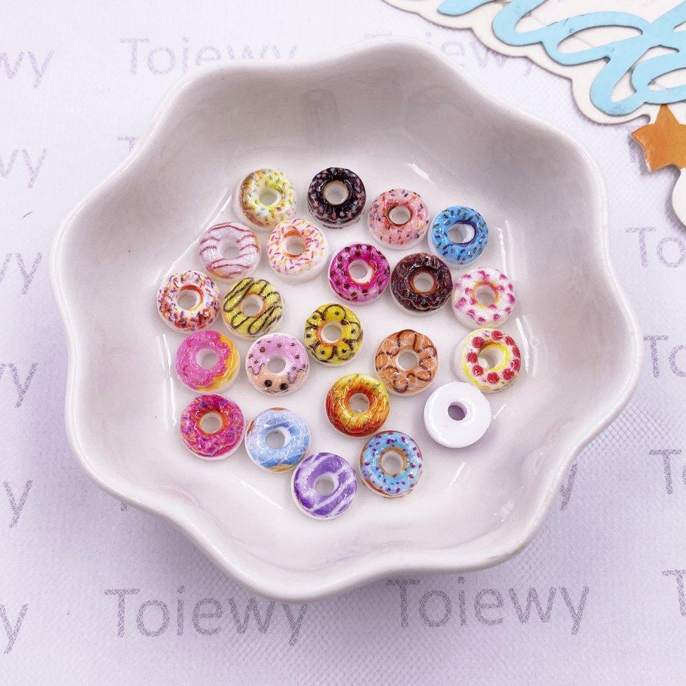 60pcs Mix Colorful Resin Mini Painted Cheese Doughnut Nail Art Flatback Stone Figurines Scrapbook Charm DIY Jewelry Decor Crafts