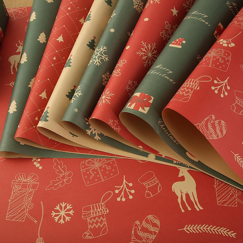 50*70cm Christmas Kraft Paper For Birthday Wedding Gift Wrap Artware Flower Packing Origami DIY New Year Party Festival Decor