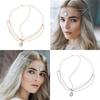 Gold Color Turban Headwear Head Chain Wedding Jewelry Crystal Rhinestone Water Drop Pattern