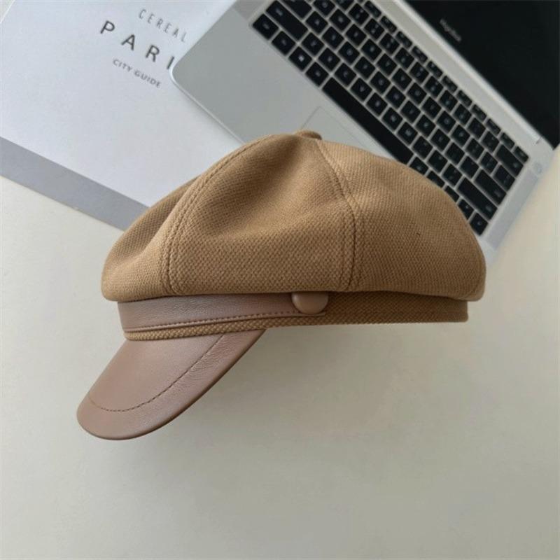 Autumn and Winter Hats Female Face Small Octagonal Hat Maillard Wears Retro Painter Beret Clouds Trendy Versatile Duck Tongue