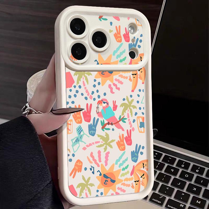 Shockproof Phone Case For iPhone 17 Pro Max Colorful Cartoon Pattern Silicone Cover For iPhone 16 Pro Max Cover iPhone 15 14 13 12 11 16E Air