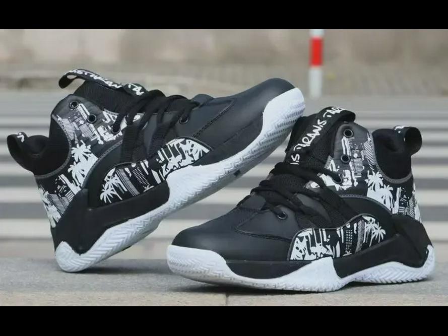 Men's High-Top Leather Waterproof Basketball and Skateboard Shoes