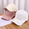 Spring Summer Rhinestone Embroidered Flower Baseball Cap Korean Fashion Uv Sun Hat Casual Stylish