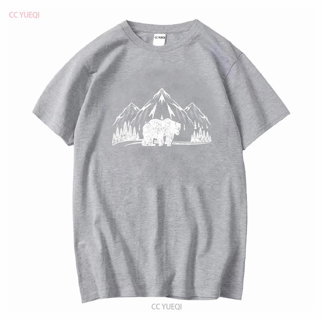 Outdoor Mountain Nature Trees Wildlife Forest Animal Bear T Shirt long or short sleeves vintage Washed Unisex Comfortable Soft