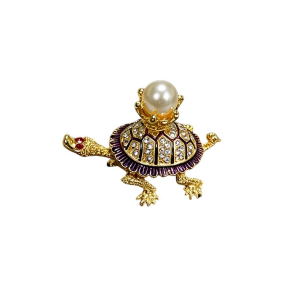 Creative Rhinestone Turtle Figurines Retro Little Turtle Statue Jewelry Display Box Home Decor фиолетовый