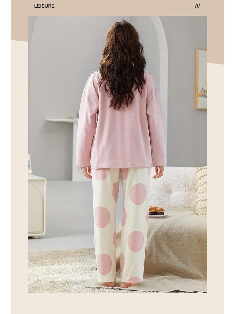 Damen Langarm Baumwoll-Pyjama-Set für Herbst/Winter