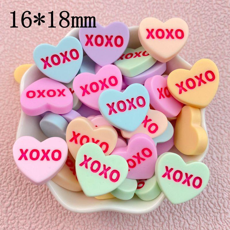 10Pcs New Cute Cartoon XOXO Love Series Flat Back Ornament Jewelry Bows Accessories