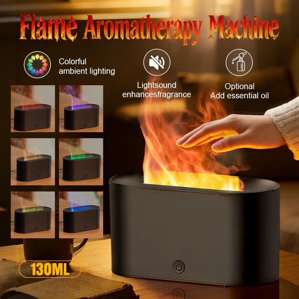 Mini Colorful Flame Air Aroma Diffuser Humidifier Aromatherapy Essential Oil Diffuser with Auto Off for Home Bedroom Office