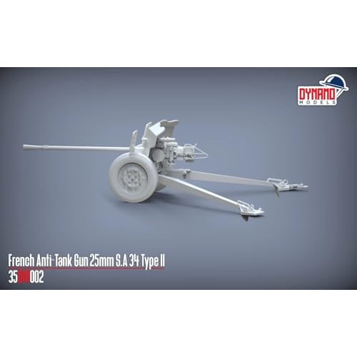 Dynamo Models 1/35 French Hotchkiss 25mm S.A. 34 Type 2 Anti-Tank Gun Premium Edition Plastic Model DYN35DM002P