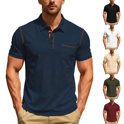 Men's Short Sleeve  Collar T-shirt Casual Lapel Top