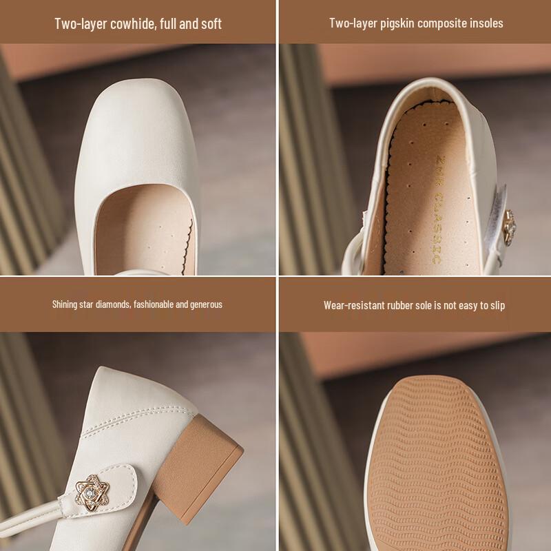 ZHR AH506 Women's Elegant Block Heel Mary Jane Shoes