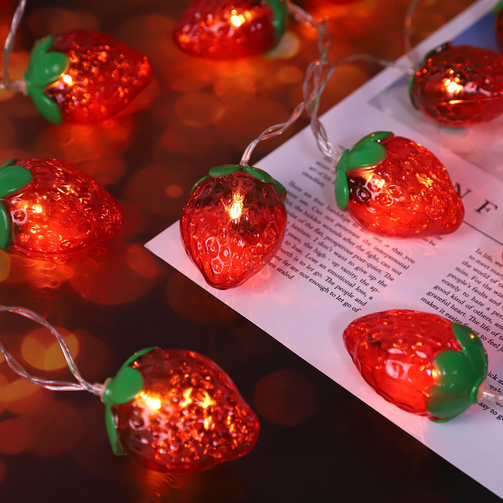 

Светодиодная гирлянда в форме клубники, праздничный подарок, украшение комнаты, маленькие разноцветные огоньки 10 light 1.5m теплый белый