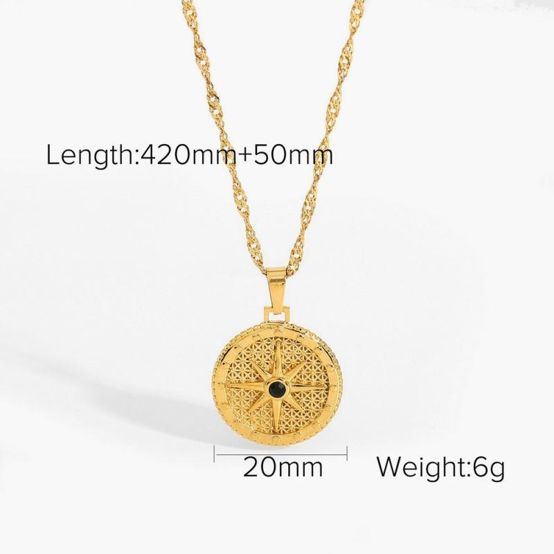 French Vintage Coin Pendant Necklace Ins Style Minimalist Versatile Sweater Chain Women
