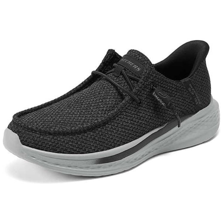 Skechers Scarpe Casual Slade con Suola Morbida Comode Versatili Basse Sneakers Lifestyle Scarpe da Ginnastica da Uomo Nero Grigio 210965-BKGY