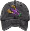 Mardi Gras Crawfish Print Distressed Baseball Cap Unisex Casual Cotton Washed Hat