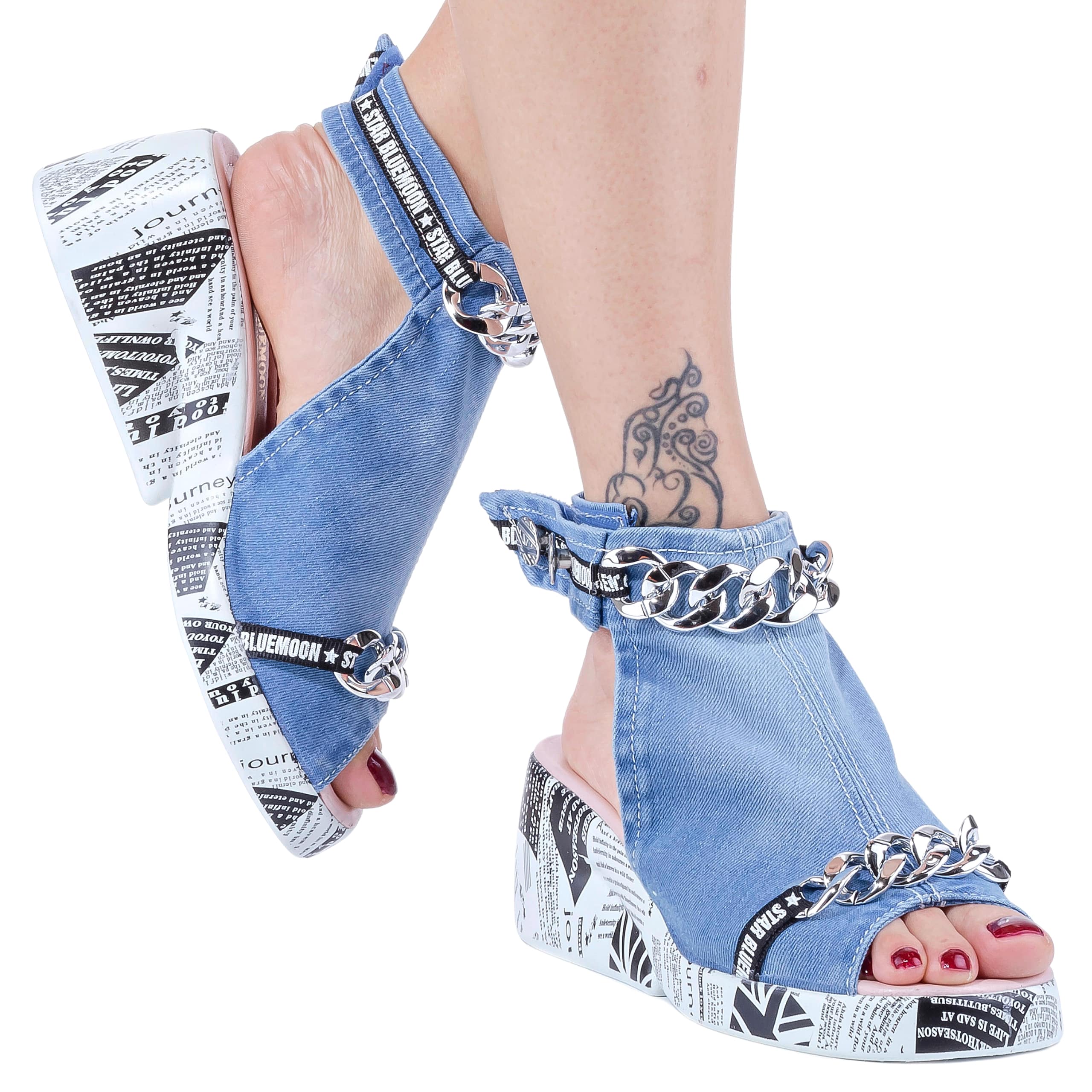 

Сандалии Джинсовая обувь, Женская спортивная обувь ручной работы/Сандалии Ботинки/Подарок на день Святого Валентина