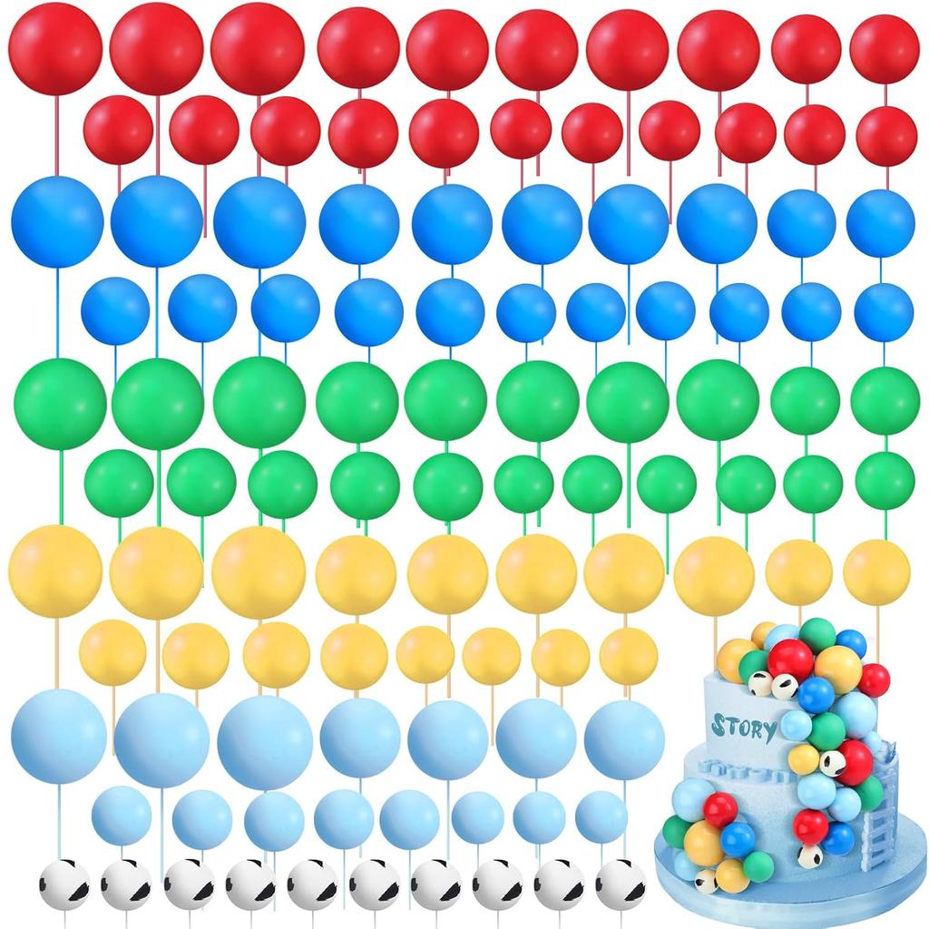 108 Stück Kugeln Kuchenaufsatz Ballons Cupcake-Aufsatz DIY Kuchen Einstecker Aufsatz Schaumstoff Kuchenkugeln Backdekoration für Hochzeitsfeier