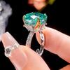 Jewelry Copper Bottom Gold-Plated Imitation Rose Cut Sea Blue Light Luxury Ring Women 14 * 14