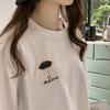 Fashion Accessory Women Umbrella Embroidery Short Sleeve O Neck Oversized T-shirt Top Long Blouse