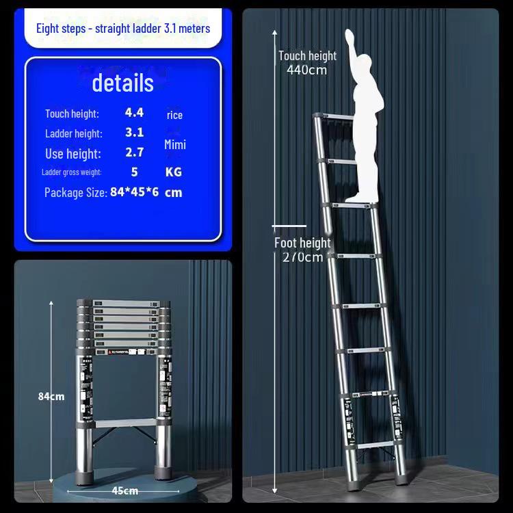 Multifunktionale Teleskop-Klappleiter aus Edelstahl