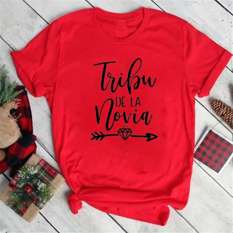 2023 Women La Novia Spain Inscriptions Team Bride Femme Wedding Shower T-Shirt Girl Bachelorette Hen Party T Shirts Unisex