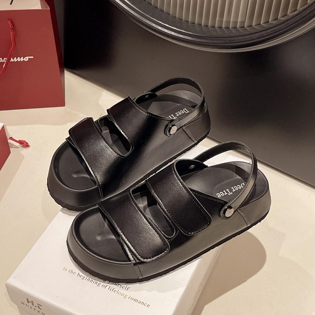 Yazlık yeni plaj Roma ayakkabıları retro cırt cırtlı kelimeli muffin tabanlı Birkenstocks sandaletler