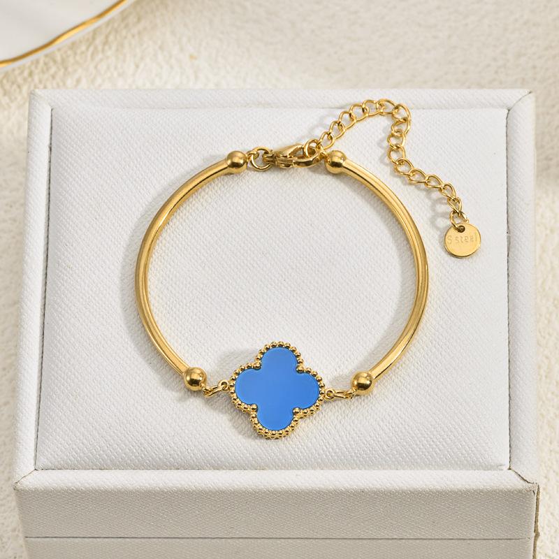 Stylish and Sophisticated Double-sided Four-leaf Clover Bracelet Women's Titanium Steel Bracelet