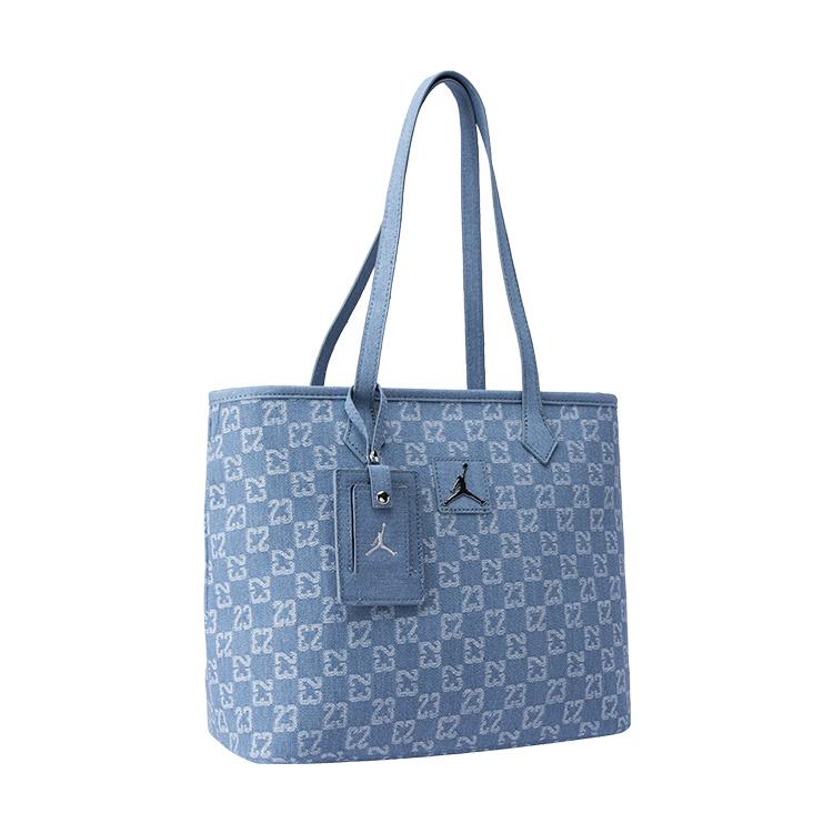 New Jordan Cotton Blend With Recycled Fiber Tote Bag, Shoulder Bag, Handbag Regular Unisex Light Denim Blue JD2523005AD-001