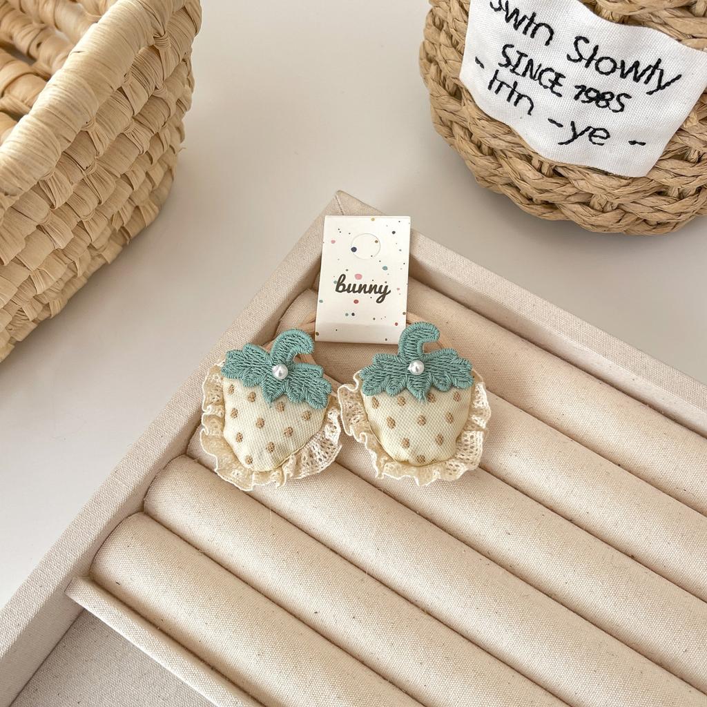 2 Stück/Set Erdbeer-Haarspangen für Baby Mädchen Spitzen-Haarspangen Haarnadeln Pferdeschwanzhalter Gummibänder Kinder Kopfschmuck Haaraccessoires