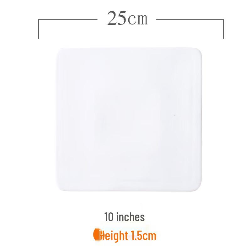 10-inch Pure White Ceramic Square Dinner Plate