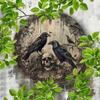Gothic Raven Metal Art Mystical Forest Wall Decor Indoor Outdoor Hanging Plaque