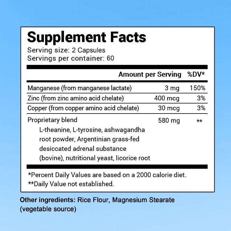 Manganese zinc copper Complex Blend 120 Capsules Dietary Supplement