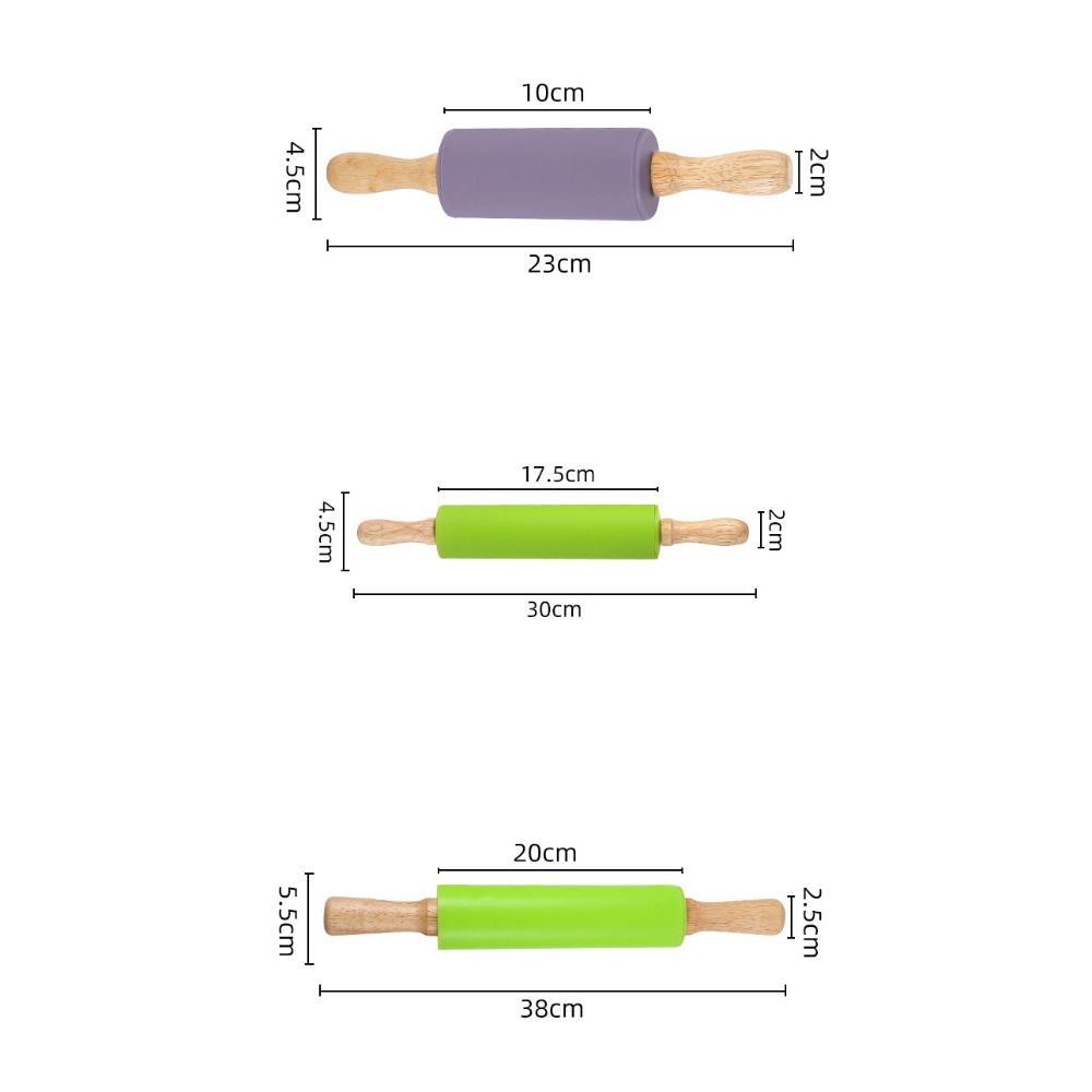 Multicolor Pastry Dough Roller Wooden Handle Flour Roller New Silicone Rolling Pin Cooking Utensil