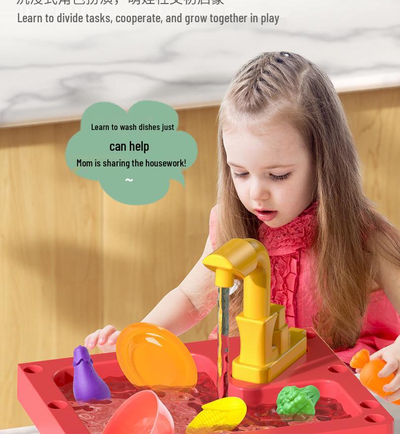 Mini Kitchen Playset for Girls: Dishwasher, Table, Sink & Fruit Toys for Ages 2-3