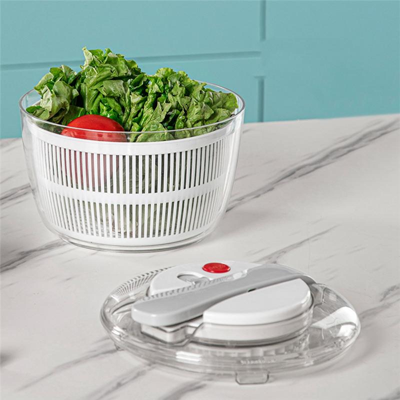 AEE2-Salad Spinner Manual Lettuce Spinner For Vegetable Prepping, 1-Handed Pump Fruit Spinner Dryer Fruit Washer белый