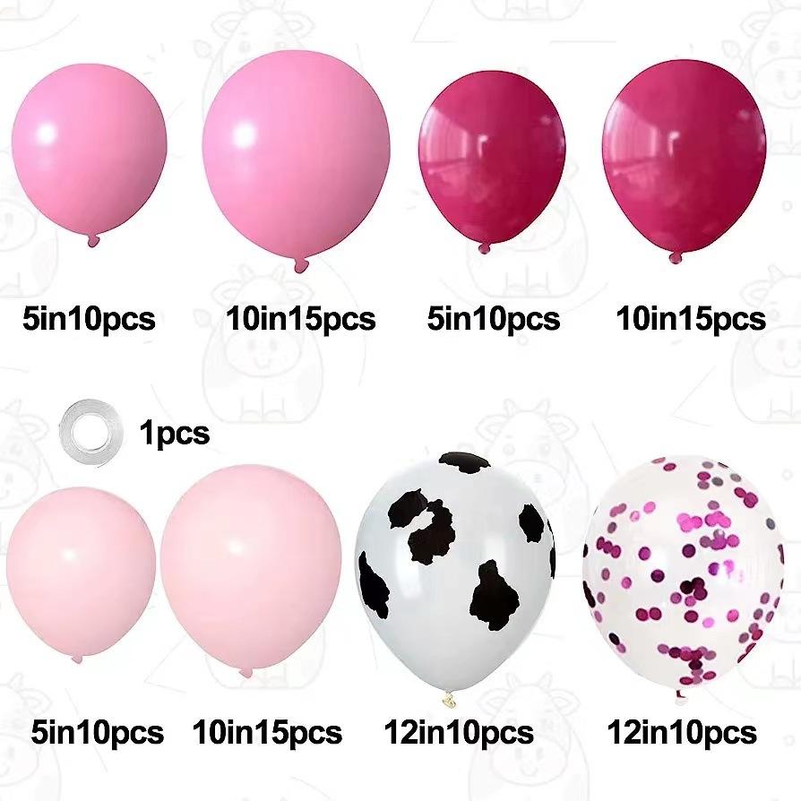 Pink Cow Print Balloon Confetti Helium Latex Balloon For Birthday Baby Farm Party