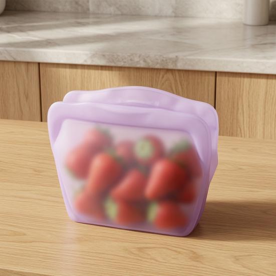 4PCS Fresh-Keeping Silicone Storage Bag Leak-Proof Reusable Containers Odor-Proof Thick Tear-Resistant Stand-Up Food Bags for Soup Sauce Leftovers