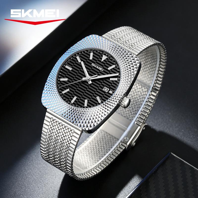 SKMEI 9417 Date Night Light Stainless Steel Strap Men's Casual Luxury Fashion Watch Reloj Hombre New Brand Men's Quartz Watch